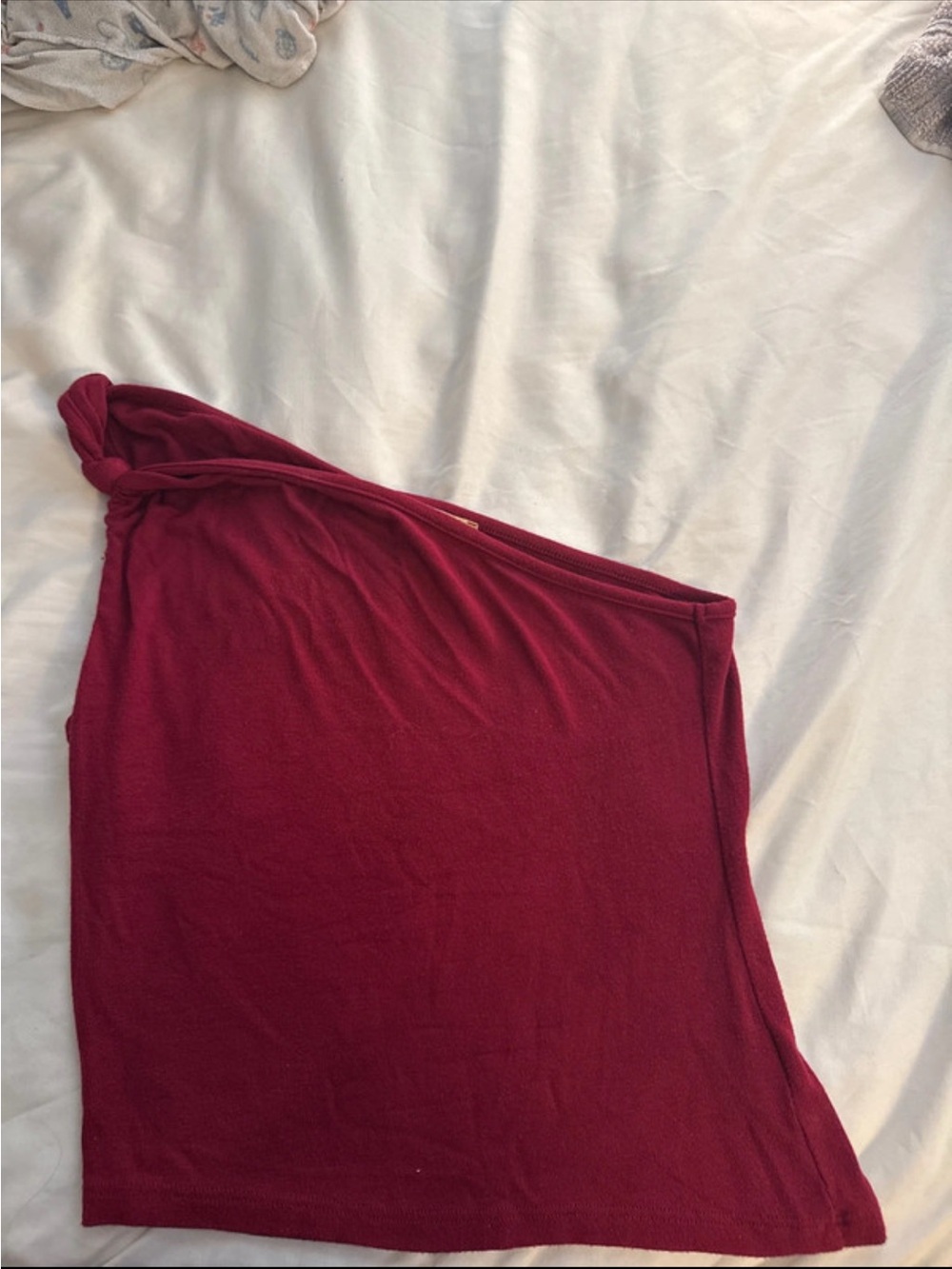 Asymmetric One-Shoulder Crop Top in Deep Wine